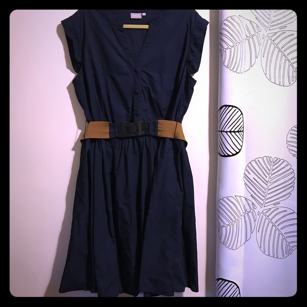 ♻️eShakti Navy Sleeveless Summer Dress